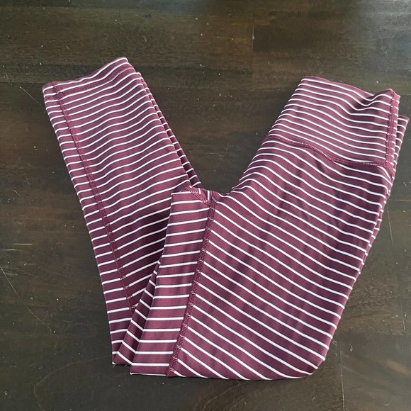 Lululemon Wunder Under High Rise Crop Parallel Stripe Dark Adobe Size 2 Leggings - Picture 3 of 7